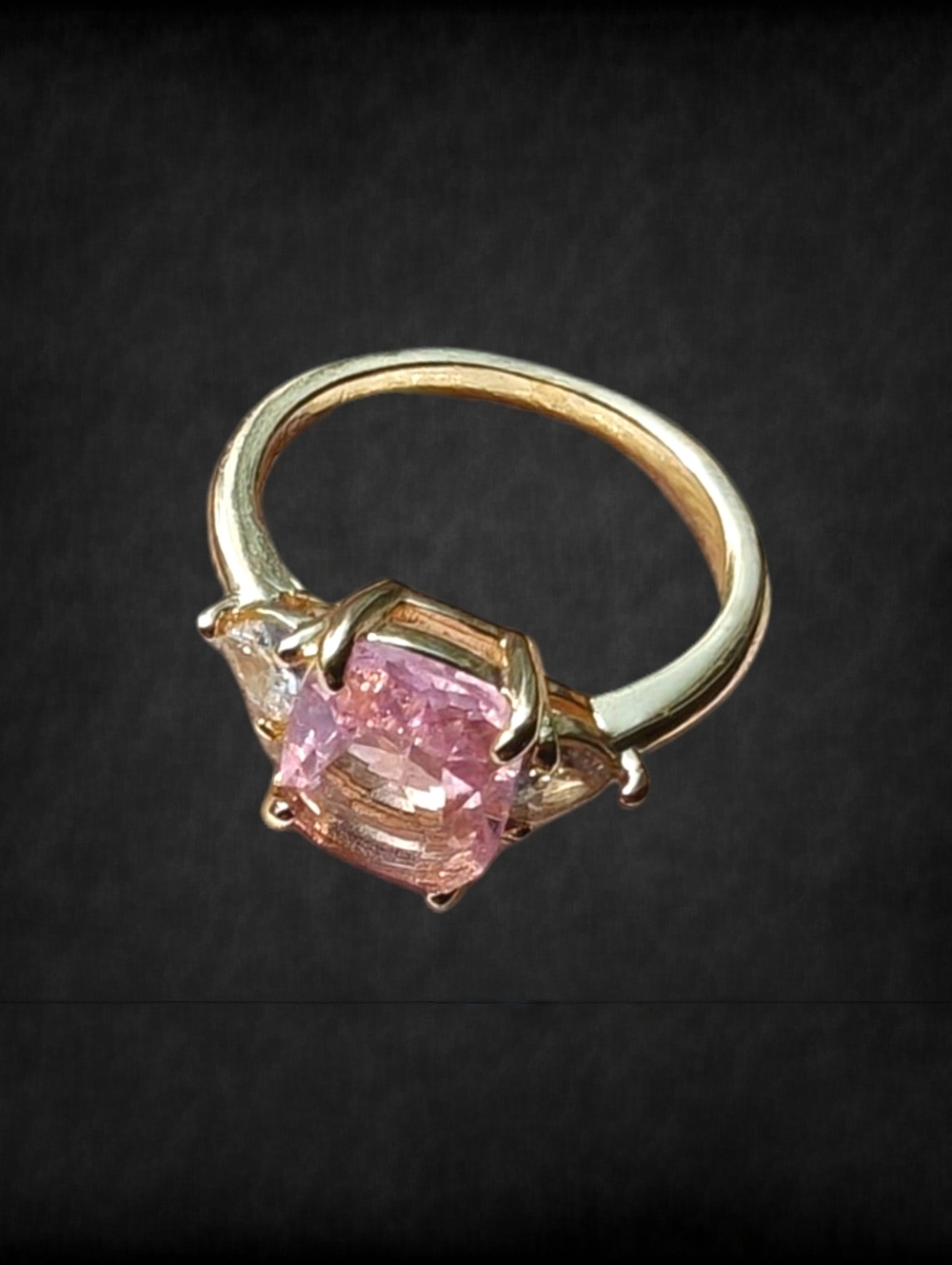 Beautiful Yellow Gold Plated Pink CZ Ring